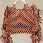 Fashion Woven Open Tassel Tote
