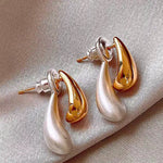 French Versatile Contrast Color Drop Shape Stud Earrings