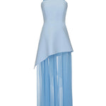 Monaco Off Shoulder Structured Top Chiffon Slit Hem Scarf Maxi Dress