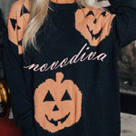 Hey Pumpkin Knit Loose Pullover Halloween Sweater