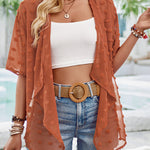 Casual See Through Patchwork Pom Pom Short Sleeved Cover Up