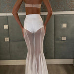 Shes Timeless Mesh High Rise Elastic Waist Fishtail Maxi Skirt