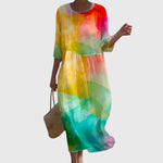 Elena™ | Elegant Floral Print Maxi Dress
