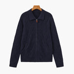 Heritage Diamond Knit Zip Cardigan