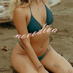 Sexy Halterneck Lace-up Metallic Stretch Two-piece Bikini Swimsuit