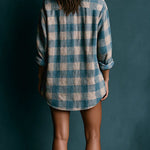 Plaid Print Loose Long-sleeved Shirt Style Mini Dress