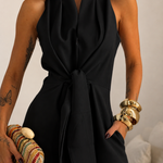 Valentina | Halter Jumpsuit with Tie Front and Wide-leg Palazzo Cut