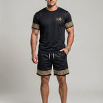 KZZ Men's Slim Fit Crew Neck Short-Sleeve and Shorts Suit