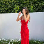 Charlotte Reid | Red Ruffle Maxi Dress For Women