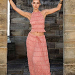 Ruby Collins | Ruffle Crop Top & Maxi Skirt Set For Women