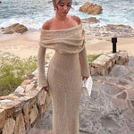 Charlotte Hayes | Off-Shoulder Bouclé Maxi Dress For Women