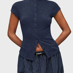 Reese Ribbed Button Top