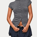 Reese Ribbed Button Top