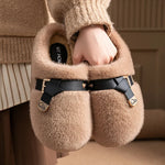 Amelie Buckle Plush Slides
