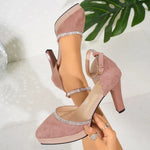 Suede Bloom Heels