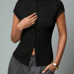 Reese Ribbed Button Top