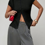Reese Ribbed Button Top