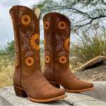 Cowboy Sunflower Embroidered Martin Boots
