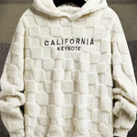 KZZ NewYork Hoodie Men's Letter Embroidery Pocket Textured Flannel Hoodie