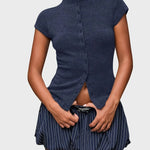 Reese Ribbed Button Top