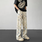 Pixel Grid Cotton Pants