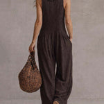 Retro Ruffled V-neck Wide-leg Jumpsuit