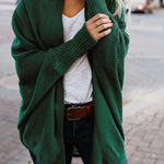 Bat sleeve plus size long knitted cardigan sweater