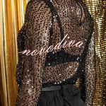 Keep It Shine Sequin Long Sleeve Shift Blouse