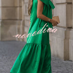 Ever Yours Satin Oversized Bow Detail Sleeveless Loose Maxi Dress