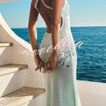 Sparkling Nights Knit Sunburst Sequin Detail Back Cross Straps Stretch Maxi Dress