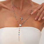 Fashionable Diamond Cross Chain Elegant Multi-layered Necklace