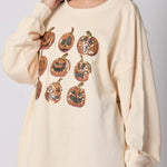 Halloween Pumpkin Sequin Loose Casual Sweatshirt