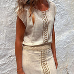 Seize The Moment Linen Blend Ethnic Print Loose Top
