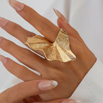 Fashion Irregular Ginkgo Leaf Shape Alloy Ring