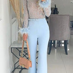 Ready for Vegas Feather Detail Trim Sequin Jumpsuit