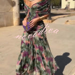 Unique Printed V-Neck Waisted Mesh Holiday Maxi Dress