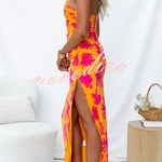 Right Time Floral Print One Shoulder Slit Party Maxi Dress