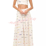 Island Resort Linen Blend Back Smocked Crop Tank and High Rise A-line Maxi Skirt Set