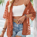 Casual See Through Patchwork Pom Pom Short Sleeved Cover Up