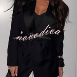 Chic Style Satin Lapel Button Up Long Sleeve Oversized Blazer