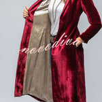Vintage Velvet Long Loose Pocket Slit Coat