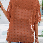 Casual See Through Patchwork Pom Pom Short Sleeved Cover Up