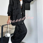Easy on Me Metallic Fabric Elastic Waist Pocketed Wide Leg Pants