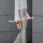 Diva Sequin High Rise Elastic Waist Flare Pants