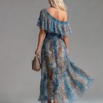 Léana™ | Long Leopard Dress with Bare Shoulders