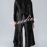 Vintage Velvet Long Loose Pocket Slit Coat