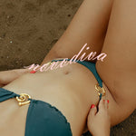 Sexy Halterneck Lace-up Metallic Stretch Two-piece Bikini Swimsuit