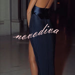 Stunning The Audience Pliss¨¦ Satin Off Shoulder Drape Slit Gown Maxi Dress
