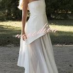 Monaco Off Shoulder Structured Top Chiffon Slit Hem Scarf Maxi Dress