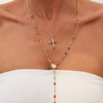 Fashionable Diamond Cross Chain Elegant Multi-layered Necklace